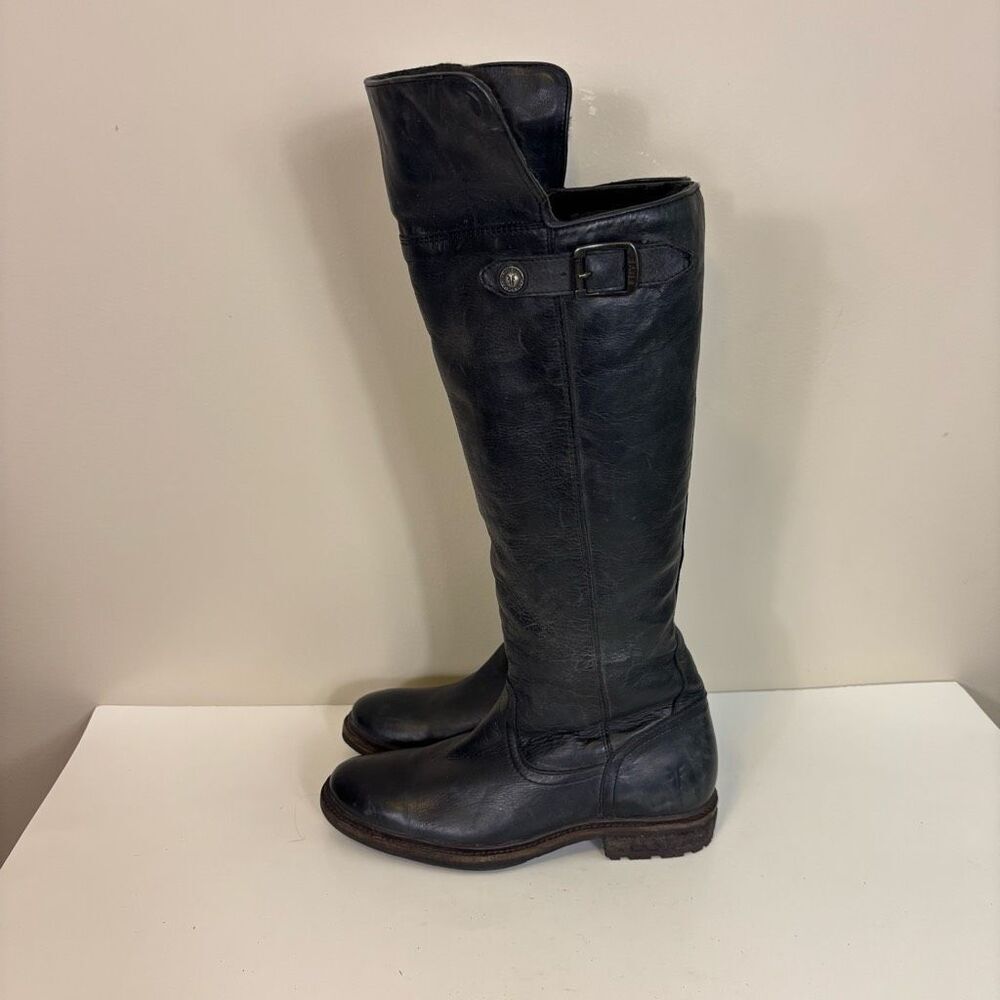 Frye Black Leather Over The Knee Fur Lined Tall Riding Boots Size 6